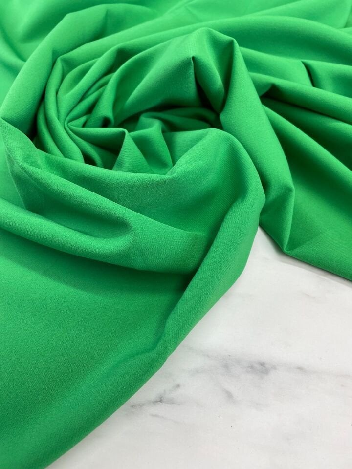 Yeşil Düz Elbiselik Dabıl Krep Kumaş