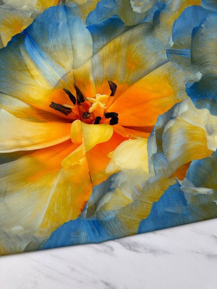 Büyük Çiçek Desen Elbiselik Gömleklik Krep Kumaş