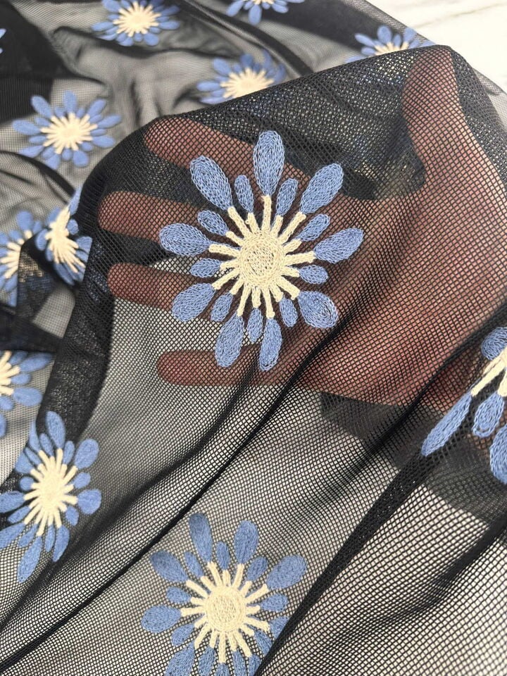 Fantazi Ürün Nakış İşleme File Elbise Etek Tunik Abaya