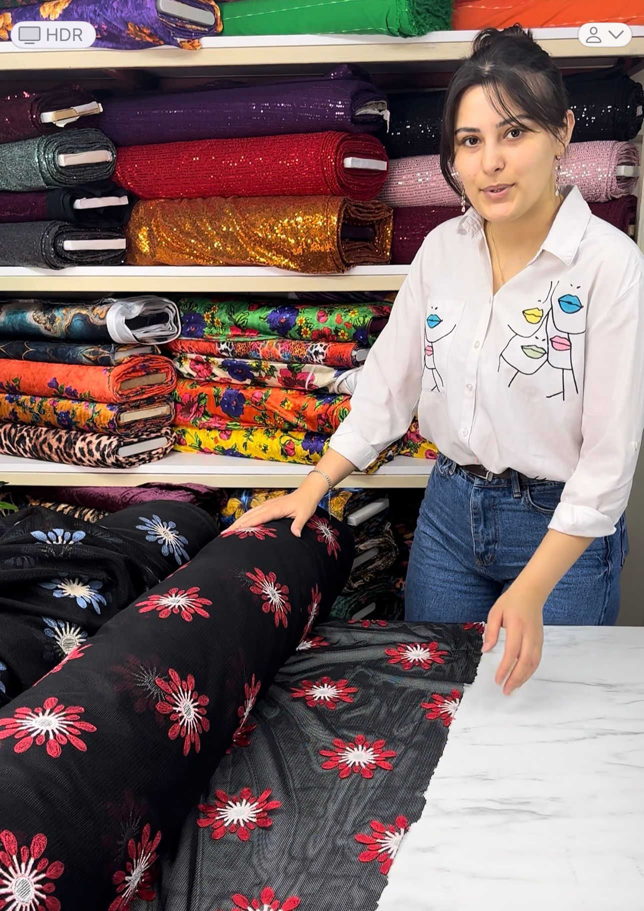 Fantazi Ürün Nakış İşleme File Elbise Etek Tunik Abaya Kırmızı