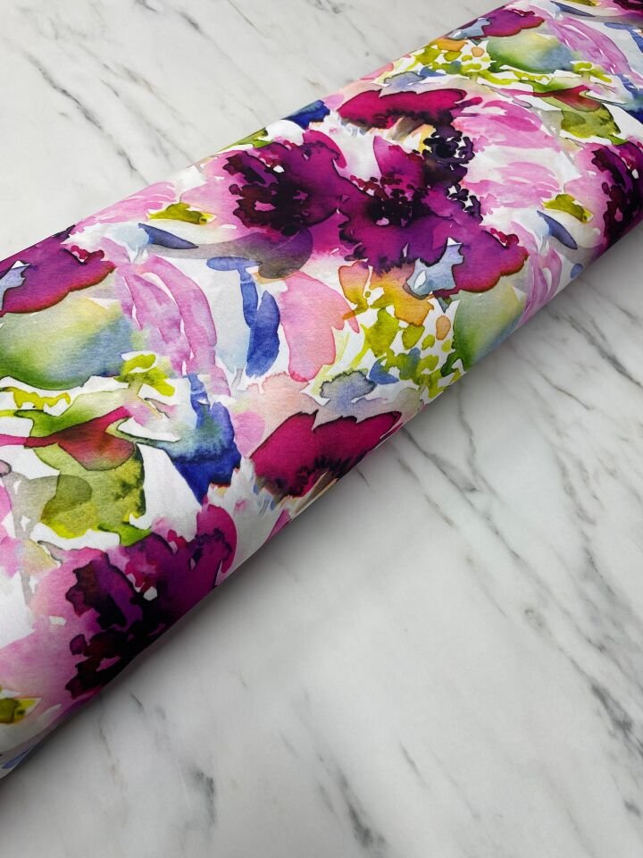 Renkli Desen Elbiselik Gömleklik Krep Kumaş