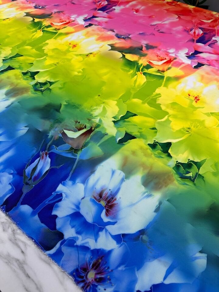 Renkli Desen Elbiselik Gömleklik Krep Kumaş