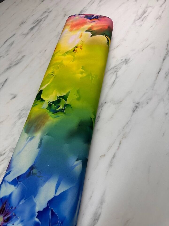 Renkli Desen Elbiselik Gömleklik Krep Kumaş