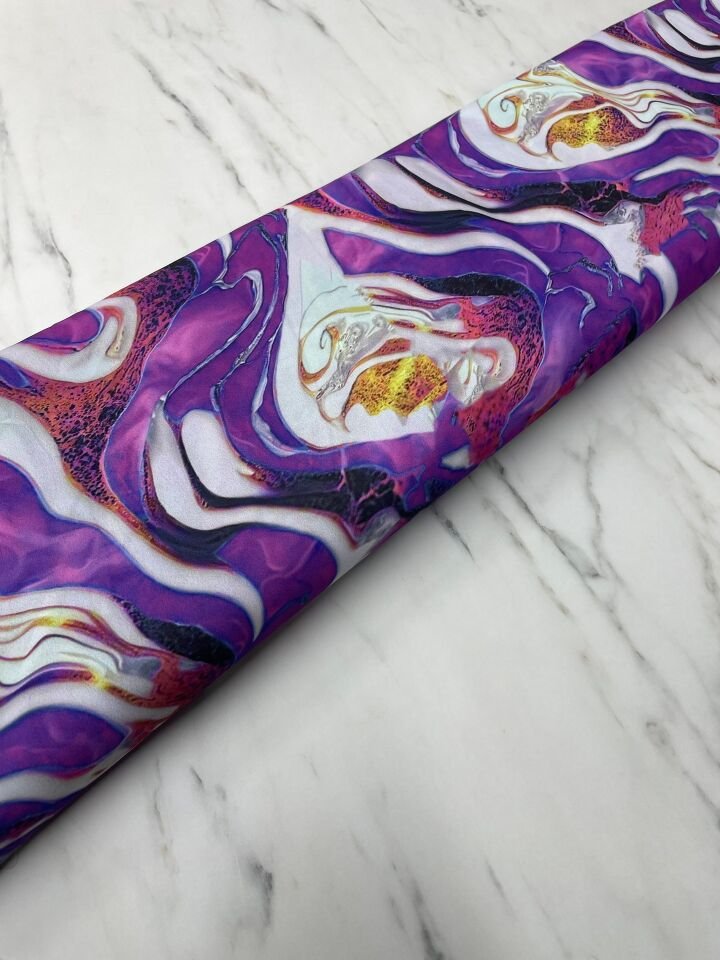 Mor Hipnosis Desen Elbiselik Gömleklik Krep Kumaş