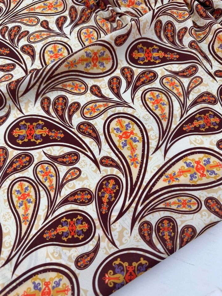 Şali Desen krep Kumaş Elbise Etek Gömlek Şalvar