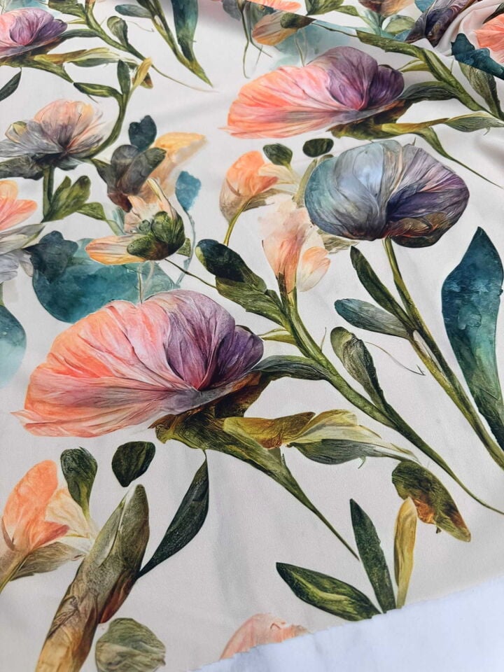 Güllo Desen Krep Kumaş Elbise Etek Gömlek Şalvar