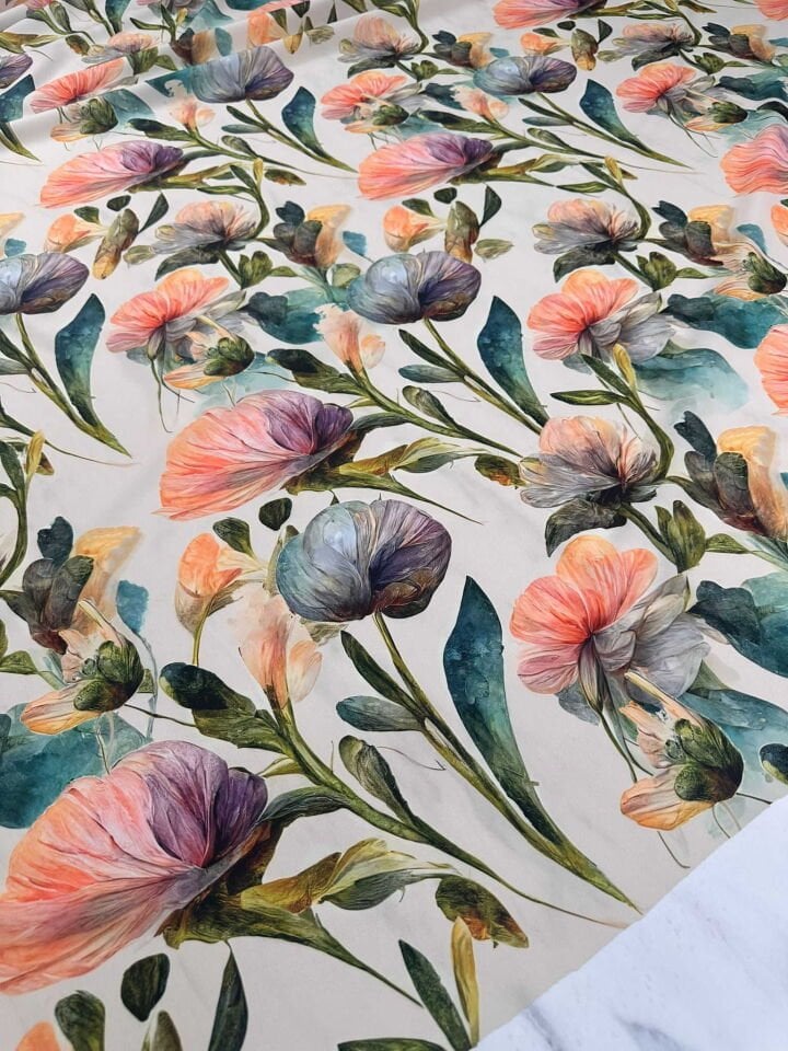 Güllo Desen Krep Kumaş Elbise Etek Gömlek Şalvar