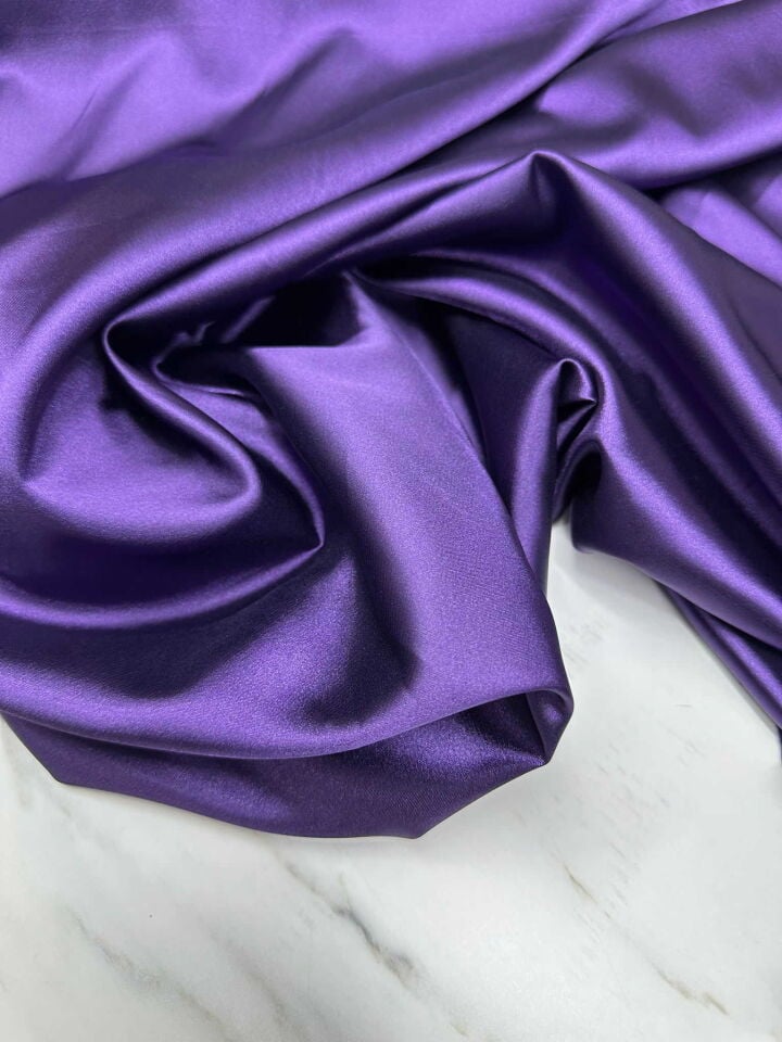 Mor  Renk Likralı Saten Kumaş