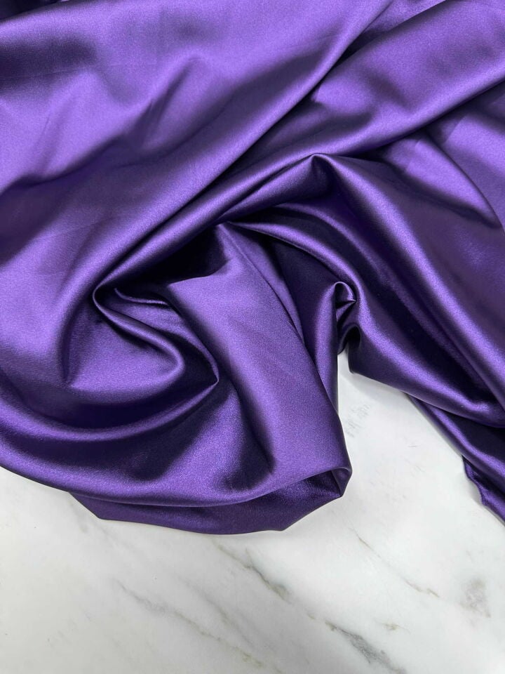 Mor  Renk Likralı Saten Kumaş