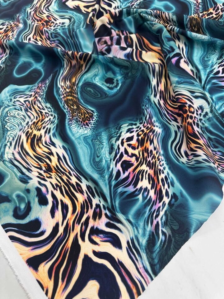 Okyonus Desen Krep Kumaş Elbise Etek Gömlek Şalvar