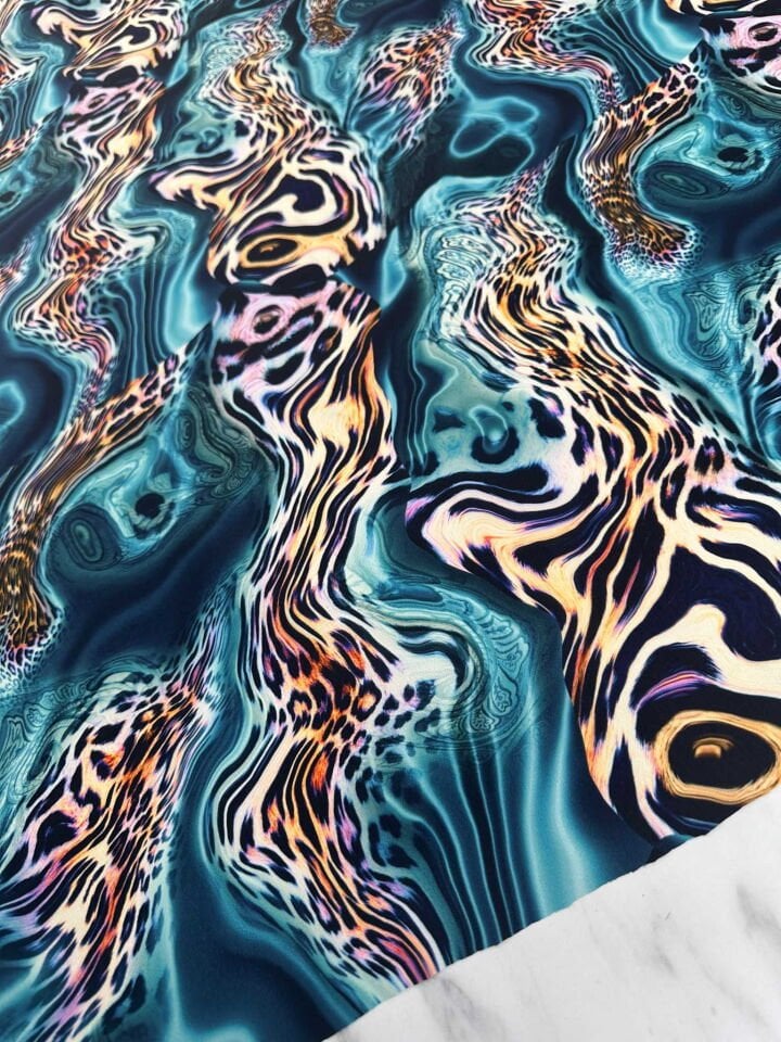 Okyonus Desen Krep Kumaş Elbise Etek Gömlek Şalvar