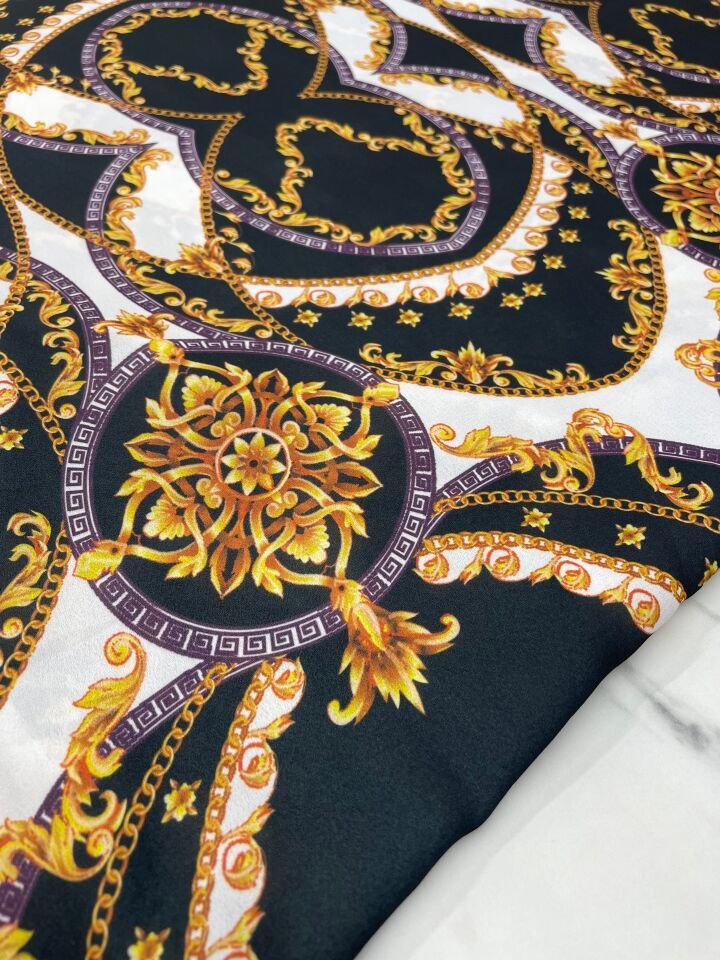 Siyah Verona Desen Elbiselik Gömleklik Krep Kumaş