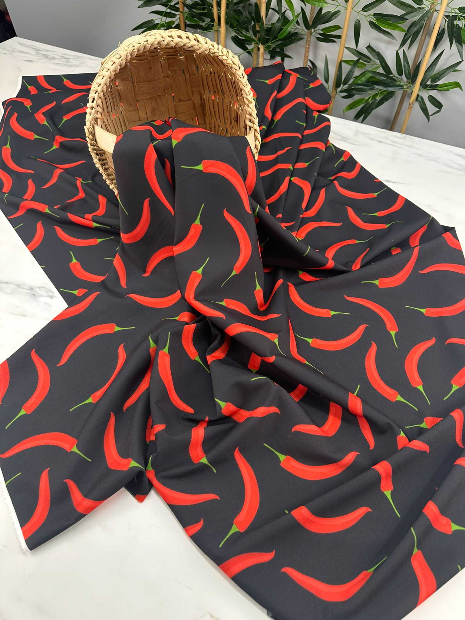 Biberiye Desen Krep Kumaş Elbise Etek Gömlek Şalvar