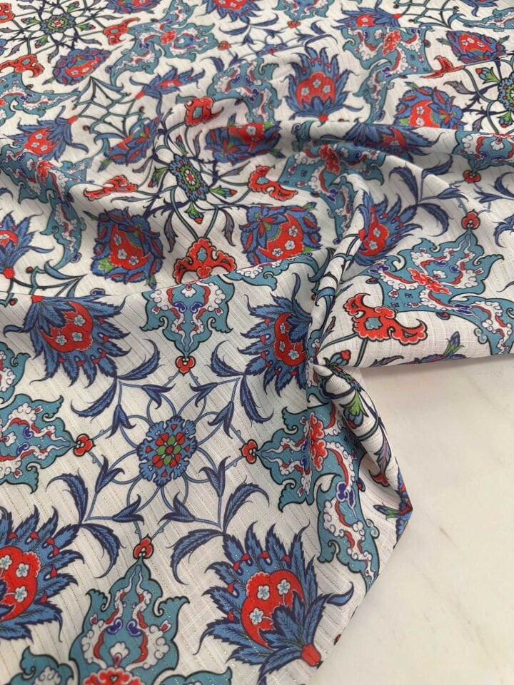 Desenli Sim Dokuma Poliviskon Keten Elbise Etek Gömlek