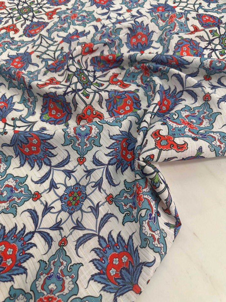 Desenli Sim Dokuma Poliviskon Keten Elbise Etek Gömlek