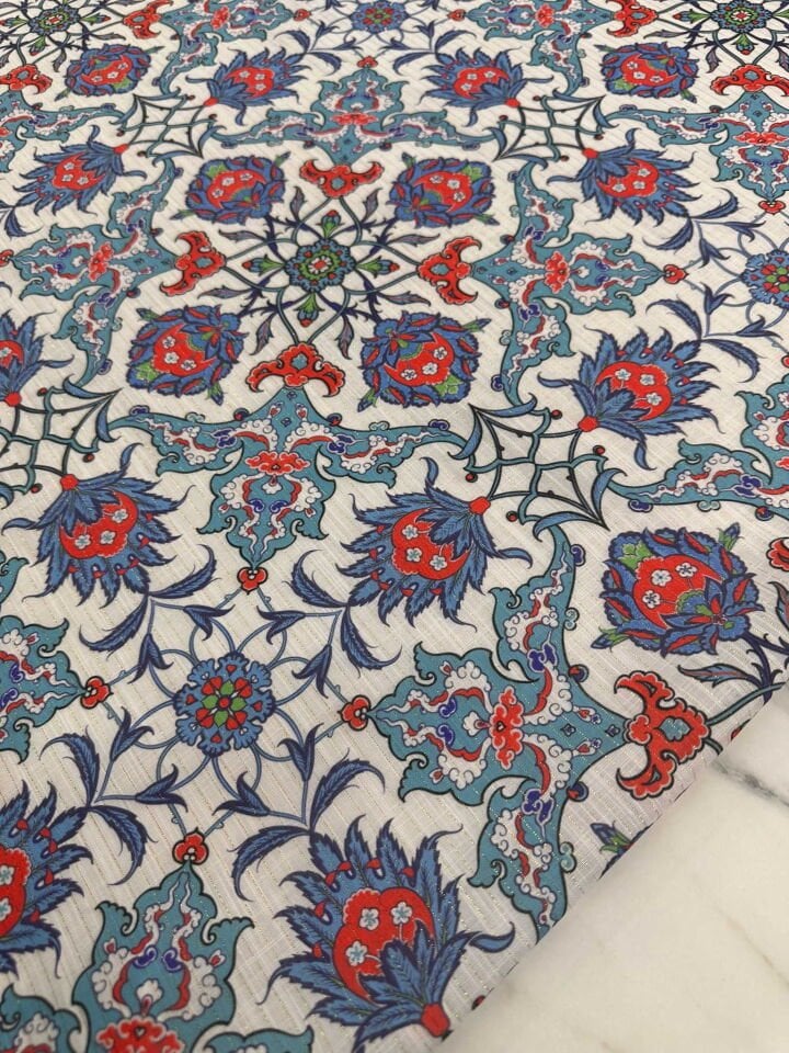 Desenli Sim Dokuma Poliviskon Keten Elbise Etek Gömlek