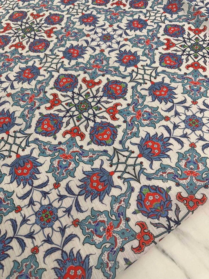 Desenli Sim Dokuma Poliviskon Keten Elbise Etek Gömlek