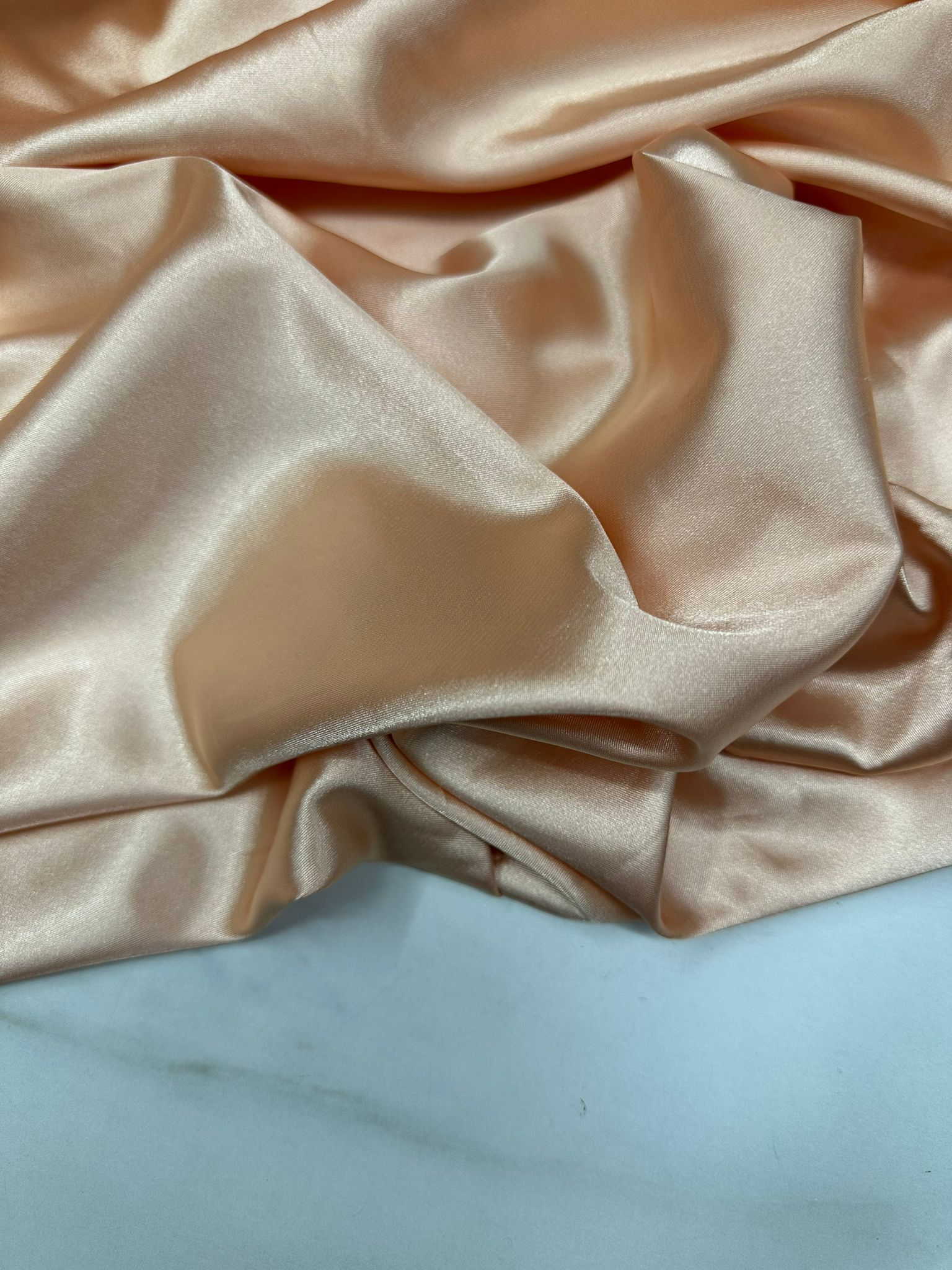 Somon Renk Likralı Saten Kumaş