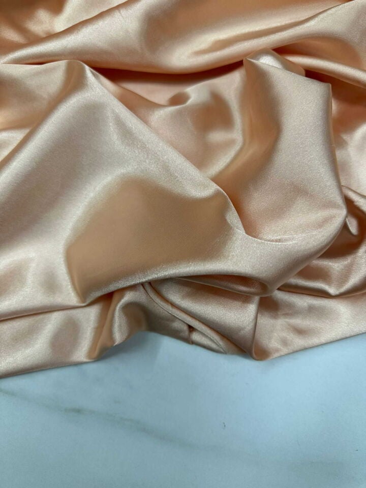 Somon Renk Likralı Saten Kumaş