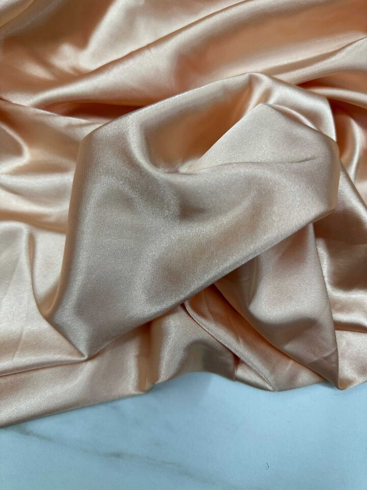 Somon Renk Likralı Saten Kumaş