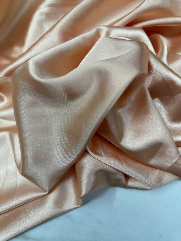 Somon Renk Likralı Saten Kumaş