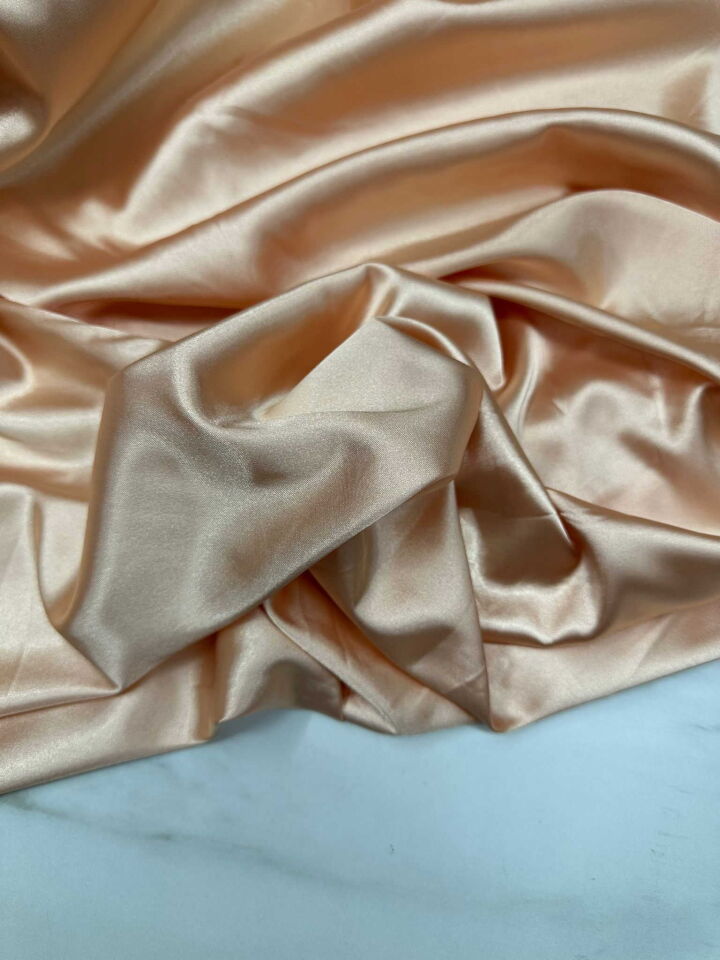 Somon Renk Likralı Saten Kumaş