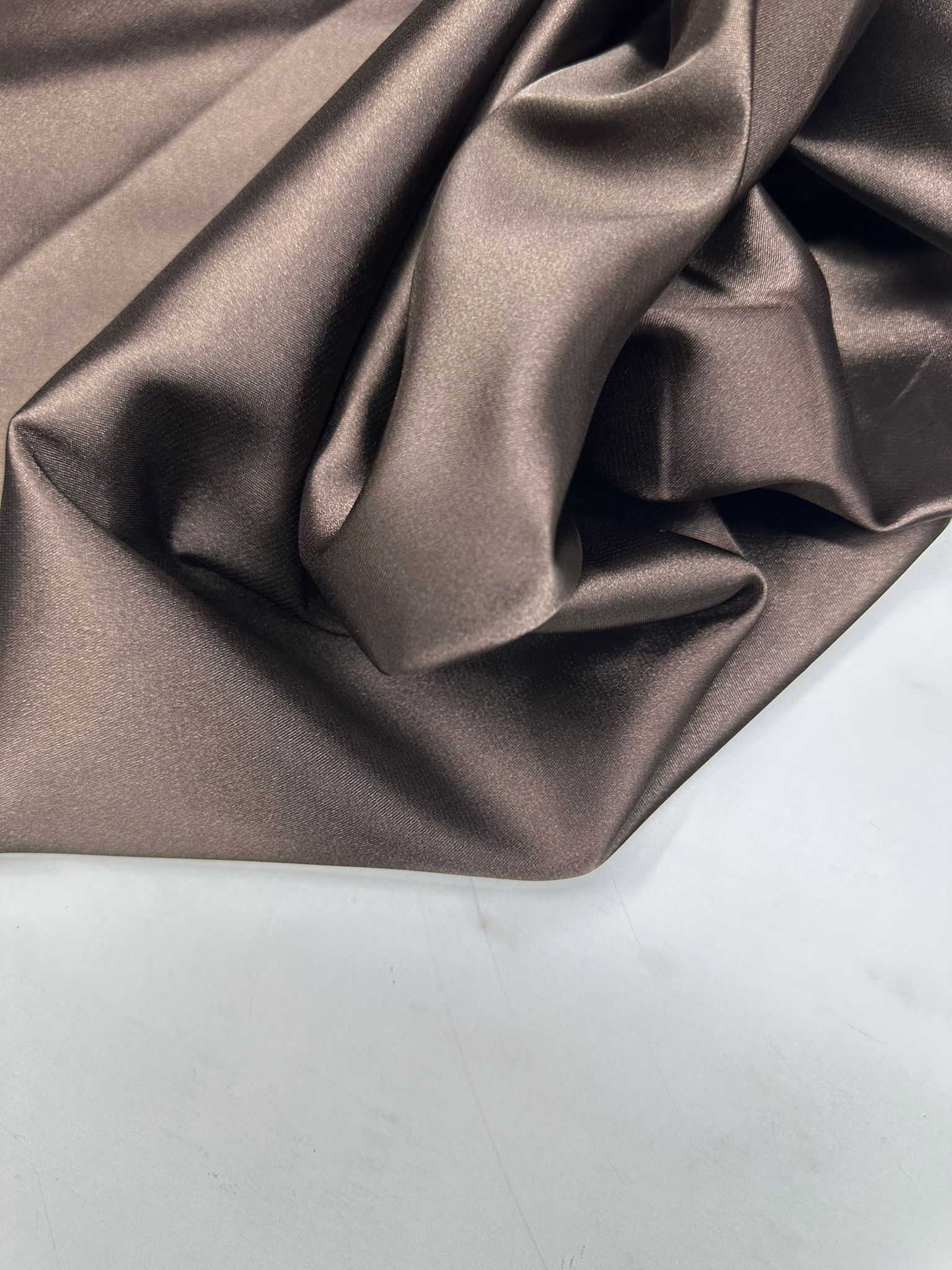 Koyu Kahfe Likralı Saten Kumaş