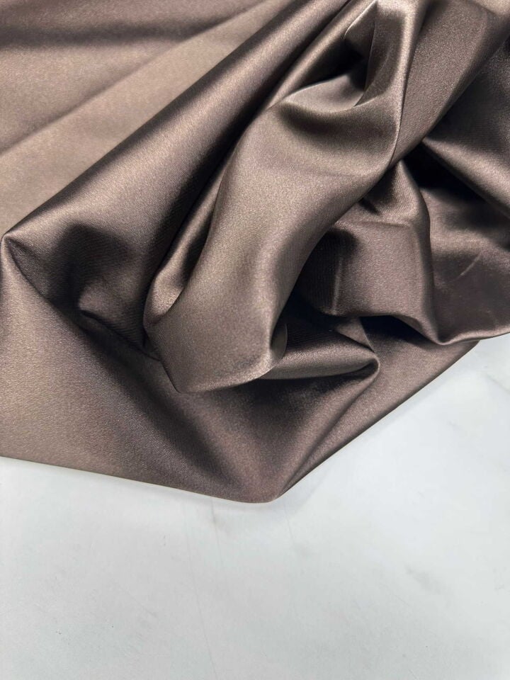 Koyu Kahfe Likralı Saten Kumaş