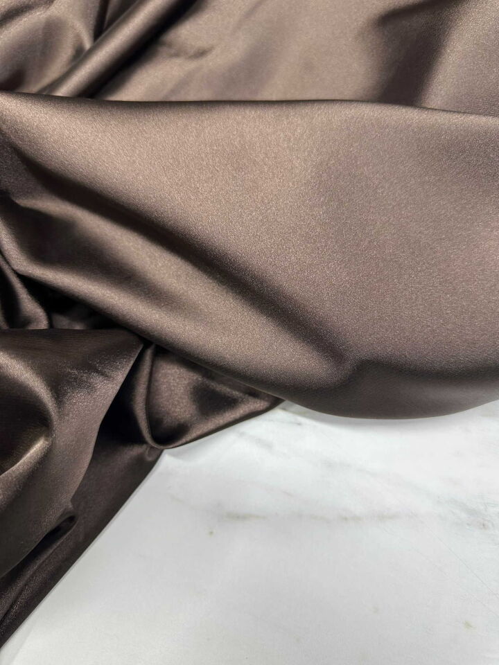 Koyu Kahfe Likralı Saten Kumaş