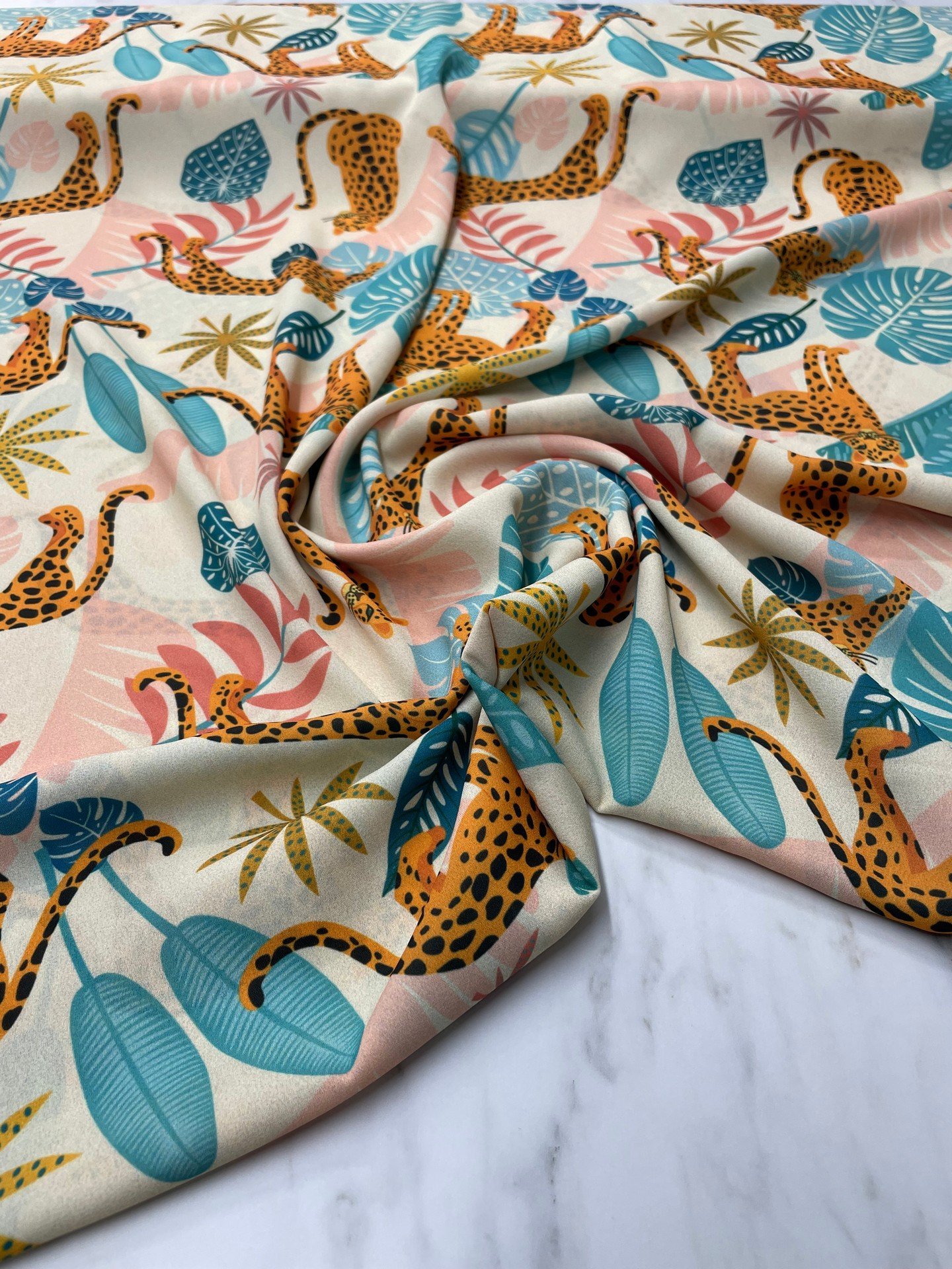 Leopar Desen Elbiselik Gömleklik Krep Kumaş