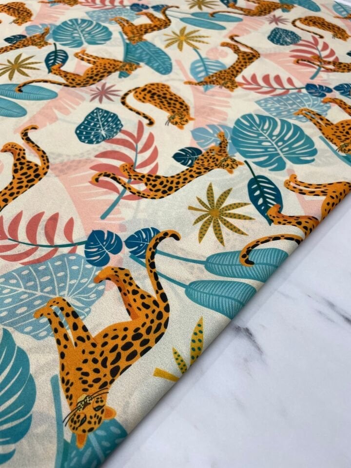 Leopar Desen Elbiselik Gömleklik Krep Kumaş