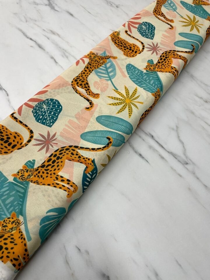 Leopar Desen Elbiselik Gömleklik Krep Kumaş