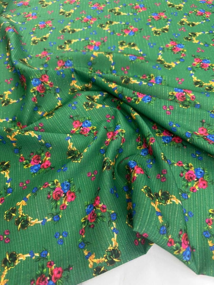 Desenli Sim Dokuma Poliviskon Keten Elbise Etek Gömlek