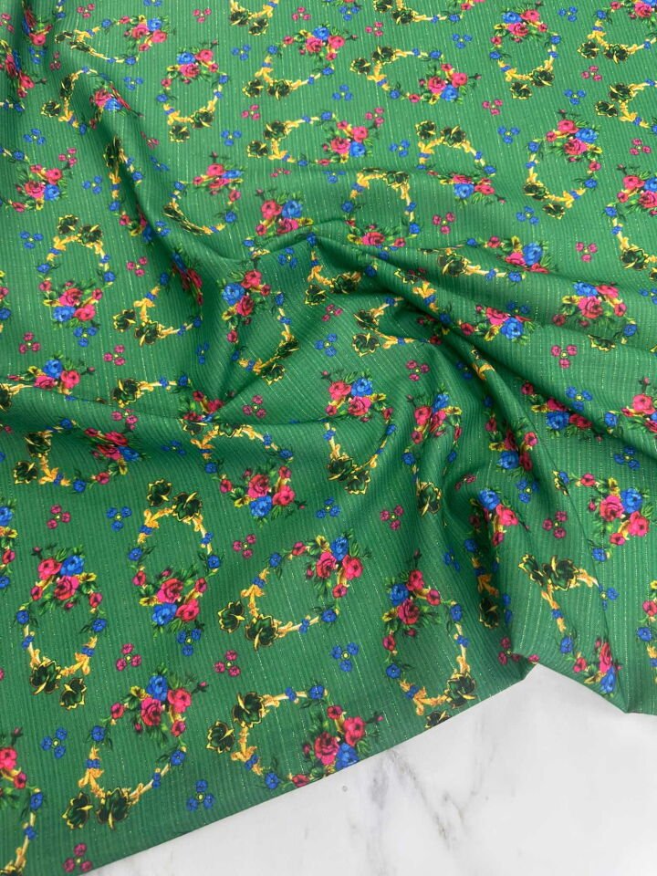 Desenli Sim Dokuma Poliviskon Keten Elbise Etek Gömlek