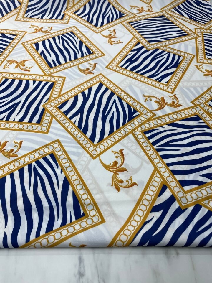 Zebra Detaylı Kareli Desen Elbiselik Gömleklik Krep Kumaş