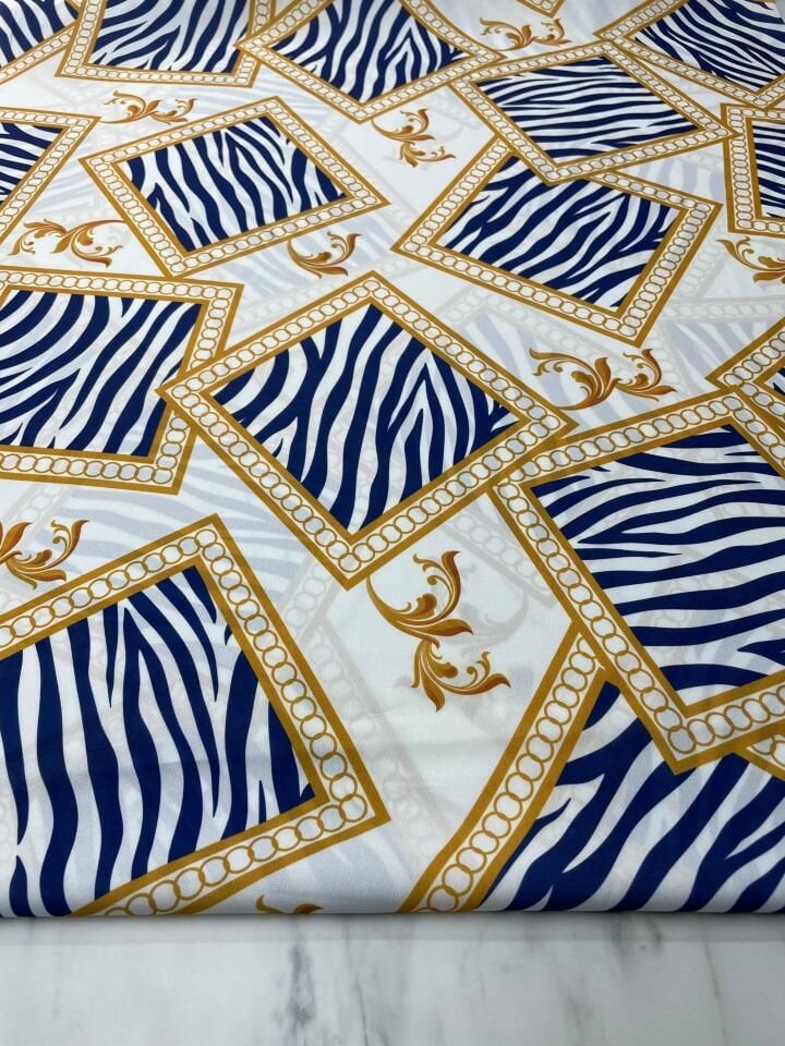 Zebra Detaylı Kareli Desen Elbiselik Gömleklik Krep Kumaş