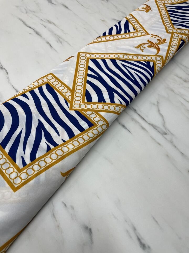 Zebra Detaylı Kareli Desen Elbiselik Gömleklik Krep Kumaş