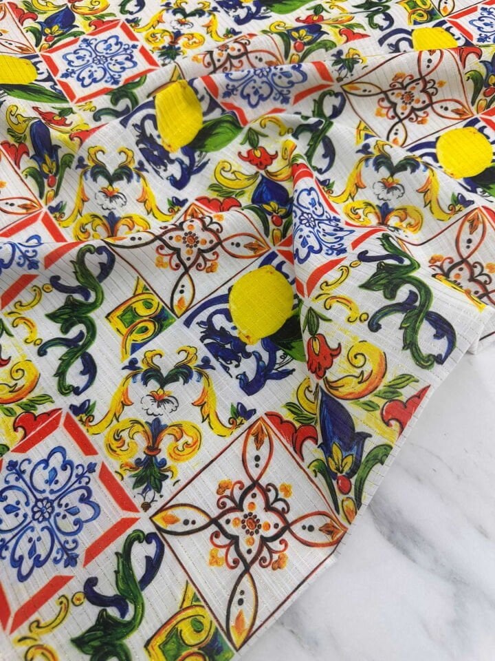 Desenli SimDokuma Poliviskon Keten Elbise Etek Gömlek