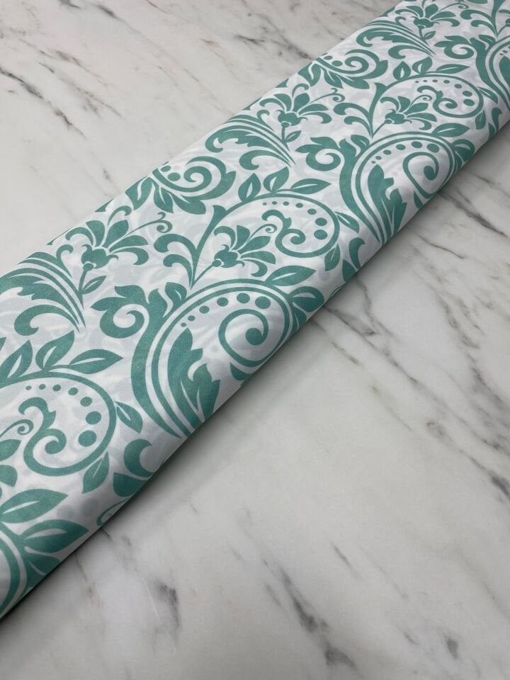 Turkuaz Nakış Desen Elbiselik Gömleklik Krep Kumaş