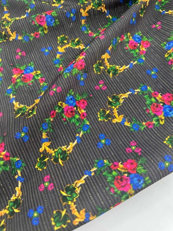 Desenli Keten Poliviskon Sim Dokuma Elbise Etek Gömlek