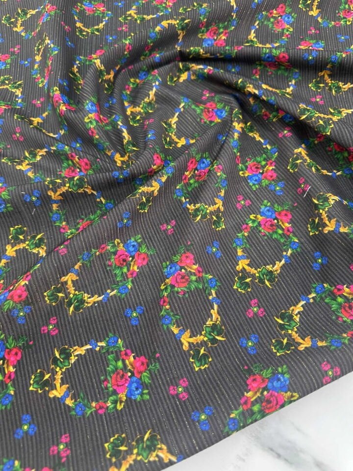 Desenli Keten Poliviskon Sim Dokuma Elbise Etek Gömlek