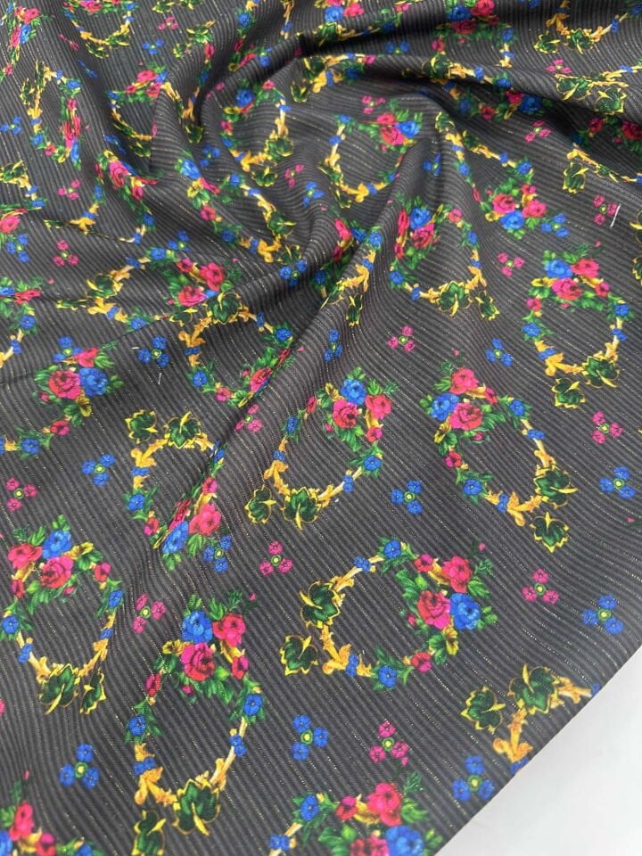 Desenli Keten Poliviskon Sim Dokuma Elbise Etek Gömlek