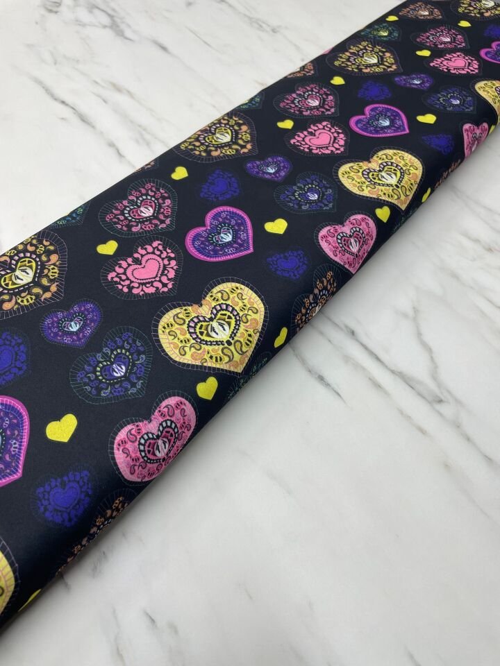 Kalp Desen Elbiselik Gömleklik Krep Kumaş