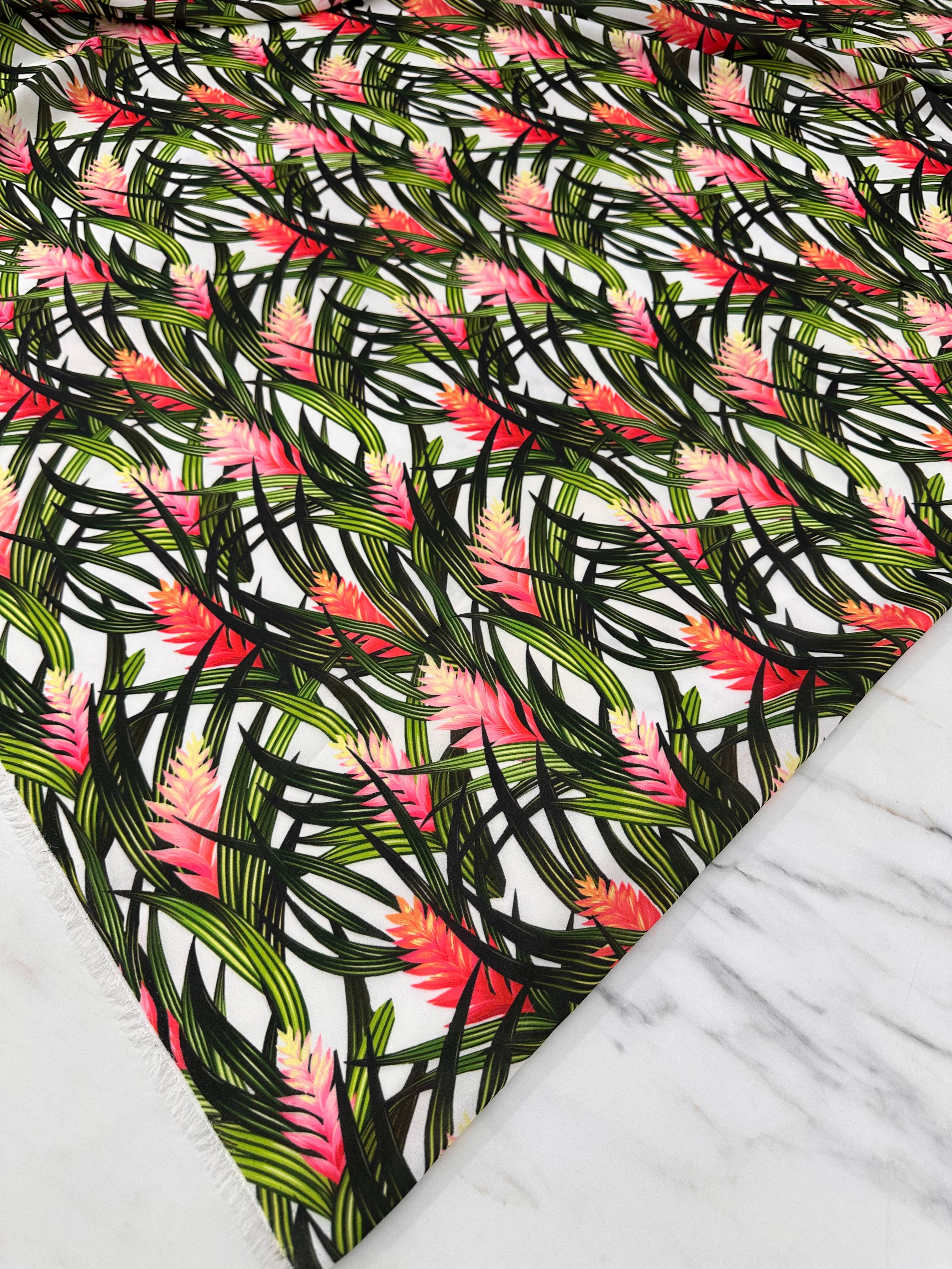 Ateş Çiçeği Desen Elbiselik Gömleklik Krep Kumaş