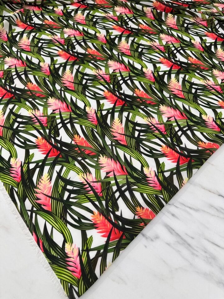 Ateş Çiçeği Desen Elbiselik Gömleklik Krep Kumaş