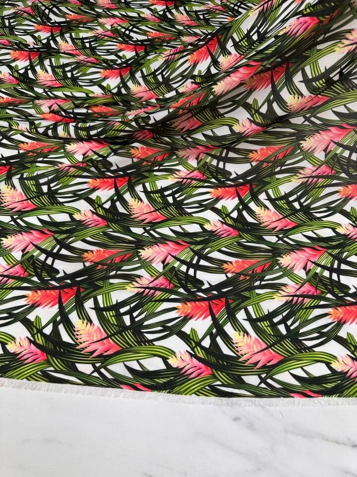 Ateş Çiçeği Desen Elbiselik Gömleklik Krep Kumaş