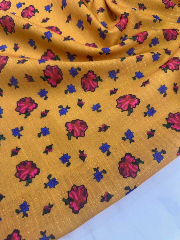 Desenli Sim Dokuma Poliviskon Keten Elbise Etek Gömlek