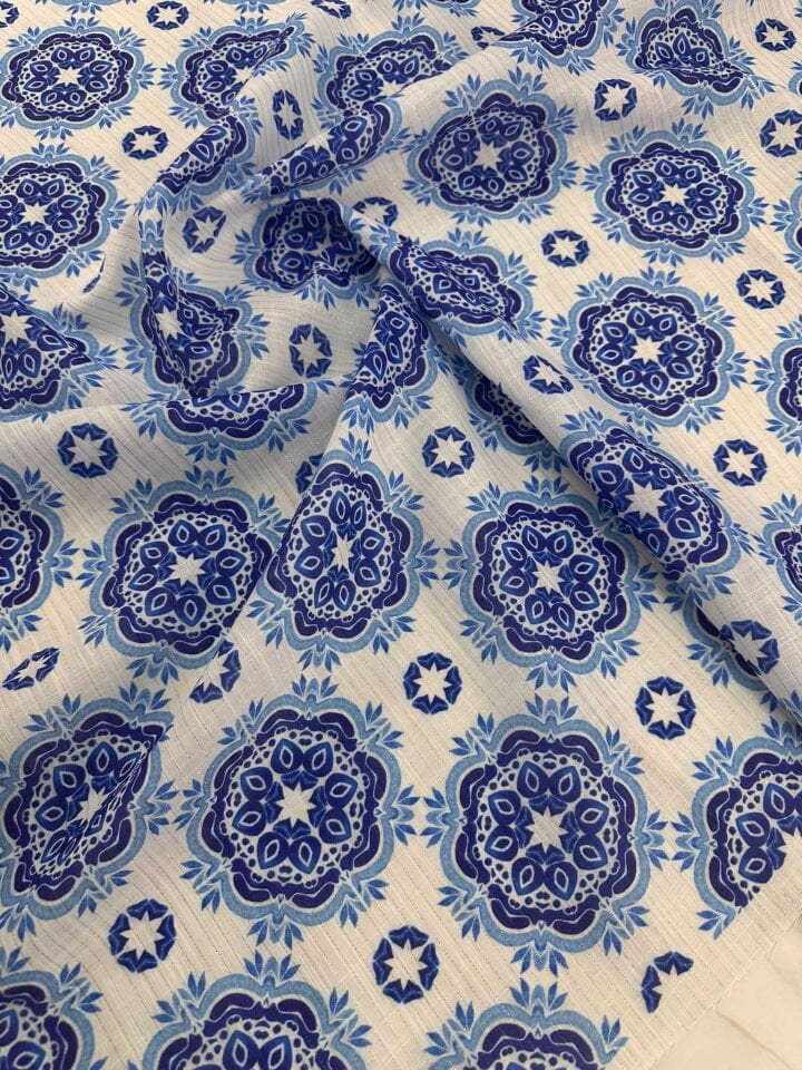 Desenli Sim Dokuma Poliviskon Keten Elbise Etek Gömlek