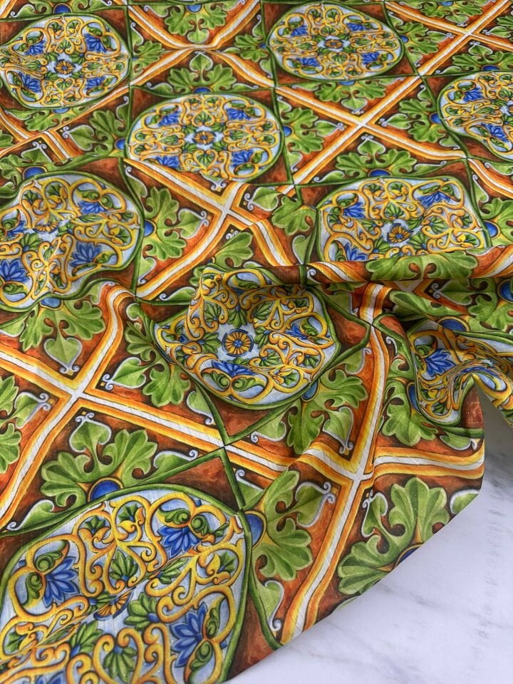 Desenli Poliviskon Sim Dokuma Keten Elbise Etek Gömlek