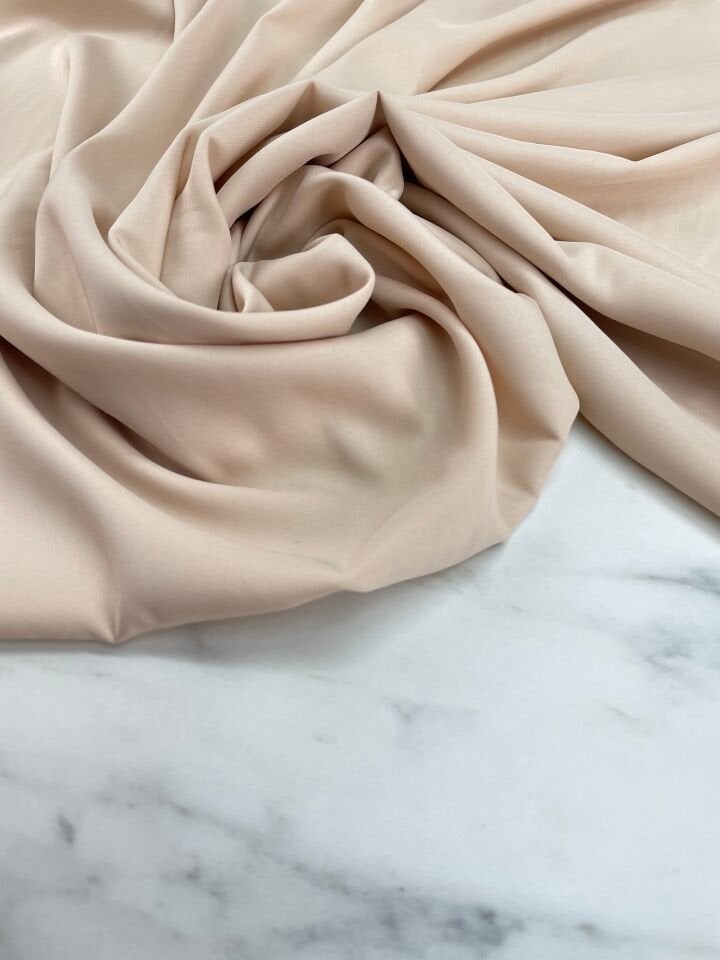 Krem Düz Elbiselik İpek Saten Kumaş